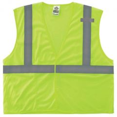 GloWear Class 2 Economy Vest w/Pocket, Zipper Closure, L/XL, Lime